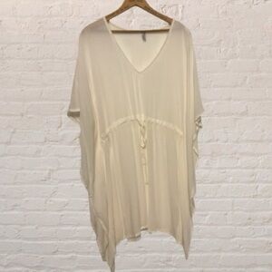 Simon Chang white loose flowy drawstring waist swim Cover-Up Size S